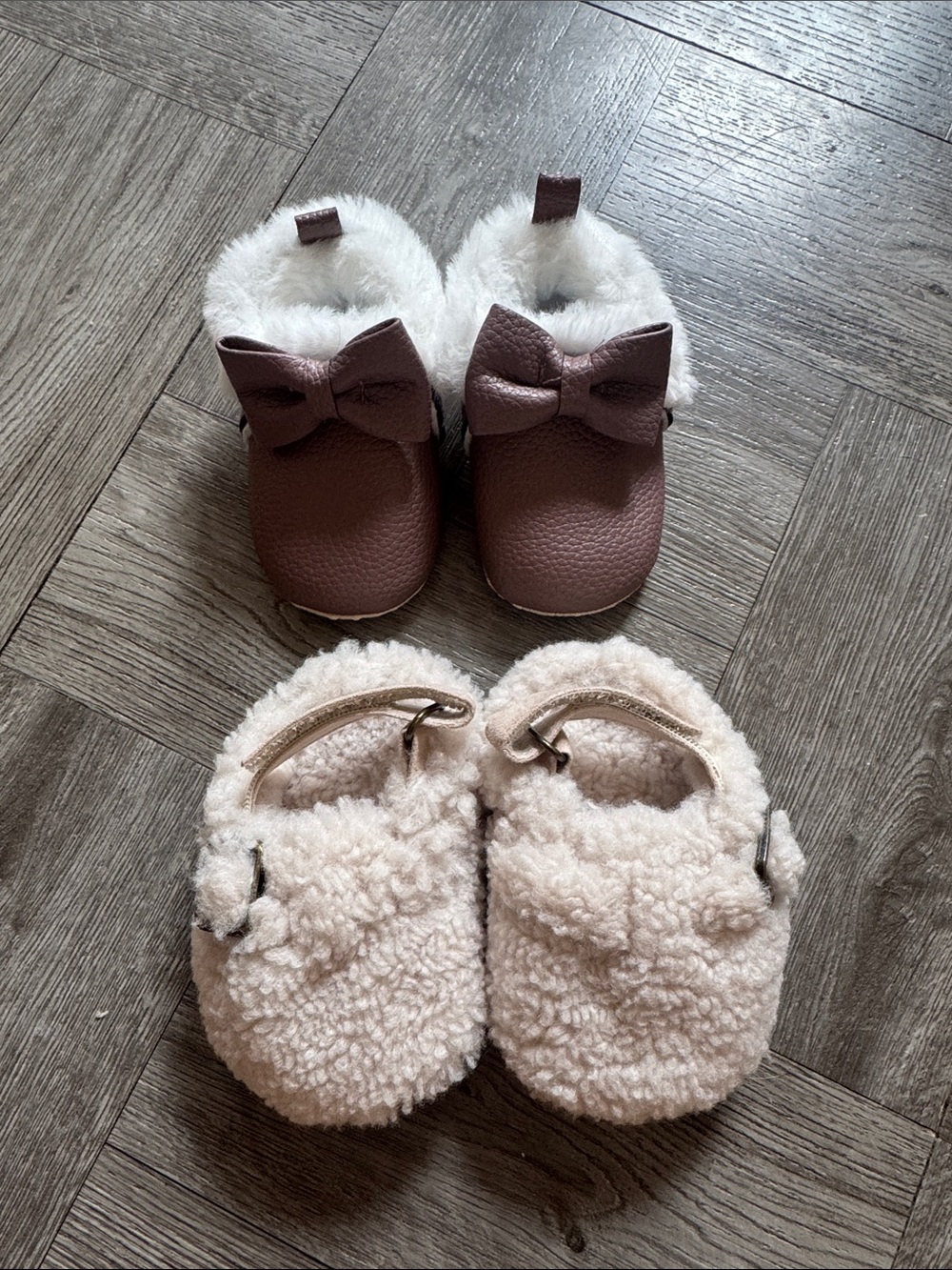Baby Sherpa Clogs and Shearling Booties Set - Dusty Rose & Cream